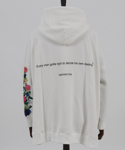 GLIMCLAP(グリムクラップ)の「mpa2710-Back side brushed sweat material printed design hoodie パーカー(パーカー・メンズ・オフホワイト/ブラック・S/M/L)」の9枚目の写真