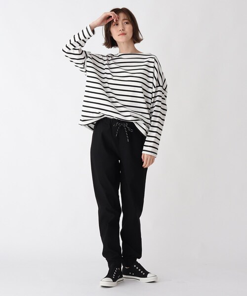 BASECONTROL（ベースコントロール）の「◆【Ｓ～３Ｌサイズ展開】動きやすい ストレッチ スリムジョガーパンツ（その他パンツ・レディース・ブラック/ベージュ/ネイビー/ダークグレー・01/02/03/04/05）」の8枚目の写真