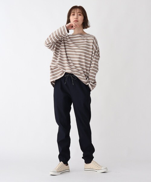 BASECONTROL（ベースコントロール）の「◆【Ｓ～３Ｌサイズ展開】動きやすい ストレッチ スリムジョガーパンツ（その他パンツ・レディース・ブラック/ベージュ/ネイビー/ダークグレー・01/02/03/04/05）」の10枚目の写真