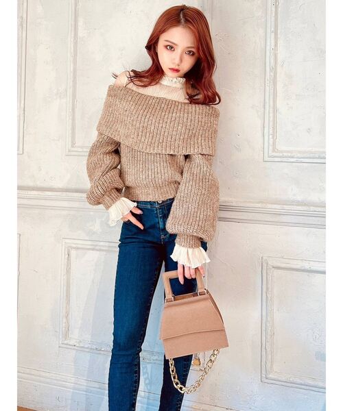 RESEXXY（リゼクシー）の「シアーオフショルニットTOPS（ニット/セーター・レディース・ブラック/ブラウン/アイボリー・FREE）」の8枚目の写真