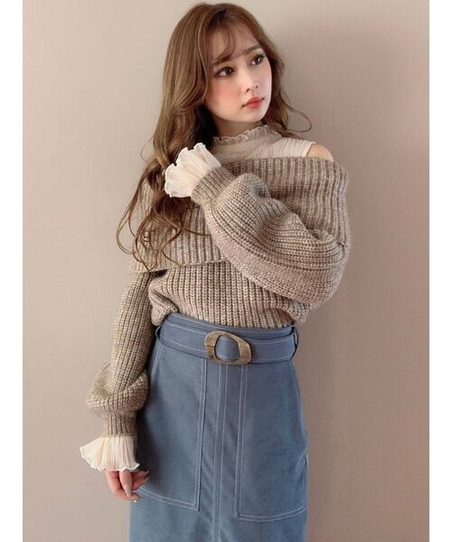 RESEXXY（リゼクシー）の「シアーオフショルニットTOPS（ニット/セーター・レディース・ブラック/ブラウン/アイボリー・FREE）」の16枚目の写真