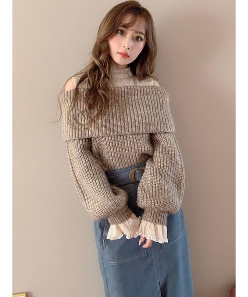 RESEXXY（リゼクシー）の「シアーオフショルニットTOPS（ニット/セーター・レディース・ブラック/ブラウン/アイボリー・FREE）」の17枚目の写真