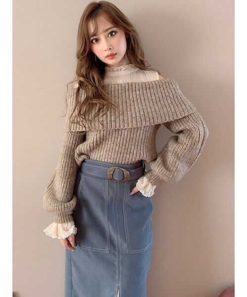 RESEXXY（リゼクシー）の「シアーオフショルニットTOPS（ニット/セーター・レディース・ブラック/ブラウン/アイボリー・FREE）」の18枚目の写真