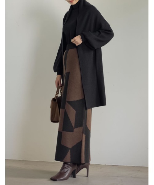 マフラー付き畦編みボリュームスリーブタートルネックニットトップス（ニット/セーター）｜Re:EDIT（リエディ）