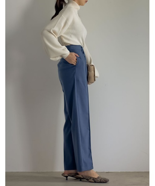 マフラー付き畦編みボリュームスリーブタートルネックニットトップス（ニット/セーター）｜Re:EDIT（リエディ）