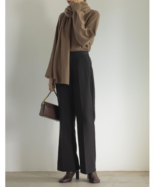 マフラー付き畦編みボリュームスリーブタートルネックニットトップス（ニット/セーター）｜Re:EDIT（リエディ）