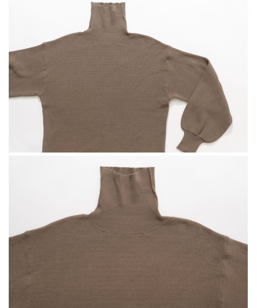 マフラー付き畦編みボリュームスリーブタートルネックニットトップス（ニット/セーター）｜Re:EDIT（リエディ）