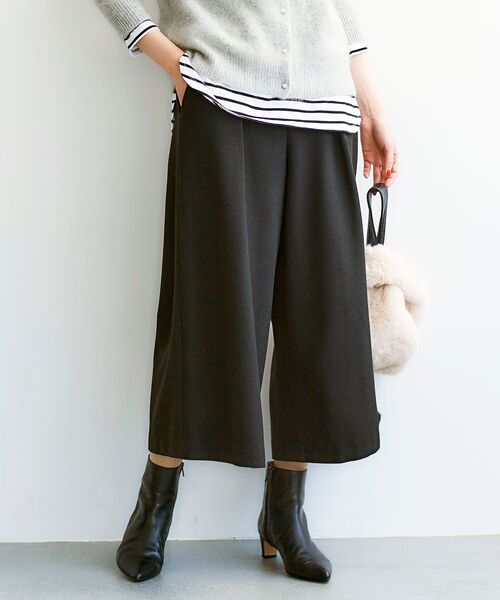 le.coeur blanc（ルクールブラン）の「ツイードライクワイドクロップドパンツ（その他パンツ・レディース・チャコールグレー/ブラック/グレー・38/36）」の2枚目の写真