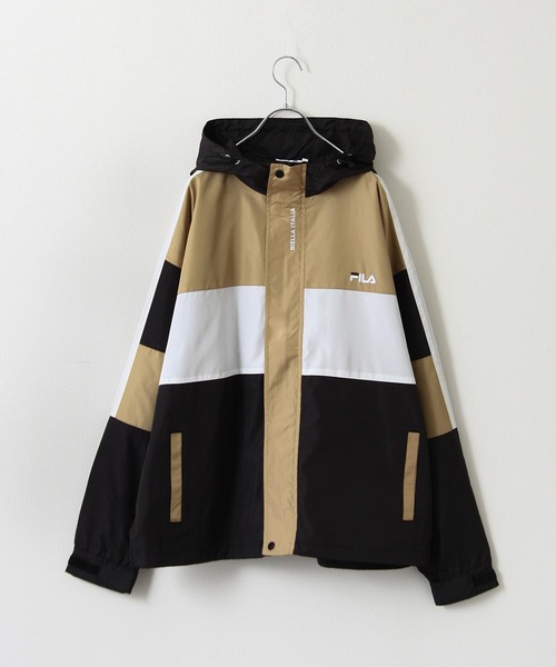 FILA(フィラ)の「【FILA】バイカラーフードライトジャケット(マウンテンパーカー・メンズ・ブラック/ネイビー/カーキ・MEDIUM/LARGE/X-LARGE)」の2枚目の写真