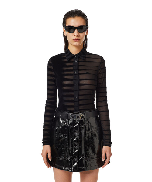 DIESEL（ディーゼル）の「レディース シャツ 長袖 シースルー スリムフィット フロックプリント Dロゴ（シャツ/ブラウス・レディース・ブラック・MEDIUM/LARGE/SMALL/X-LARGE）」の11枚目の写真