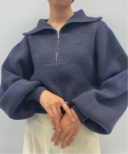 leswel(レスウェル)の「【M~5L大きいサイズ】ハーフジップ ニット(ニット/セーター・レディース・チャコールグレー/クリーム/ブラウン・4L/M/LL/L/3L/5L)」の15枚目の写真