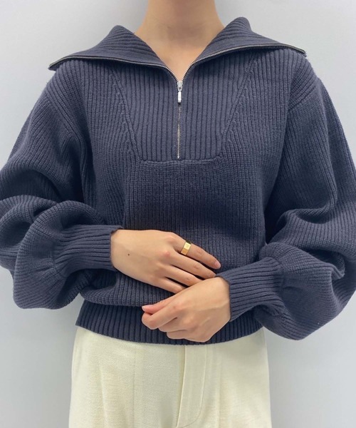 leswel(レスウェル)の「【M~5L大きいサイズ】ハーフジップ ニット(ニット/セーター・レディース・チャコールグレー/クリーム/ブラウン・4L/M/LL/L/3L/5L)」の14枚目の写真