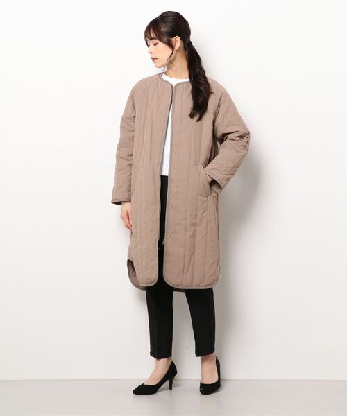 BONbazaar(ボンバザール)の「蓄熱中綿キルティングコート(その他アウター・レディース・ブラック/アイボリー/ベージュ・FREE)」の7枚目の写真