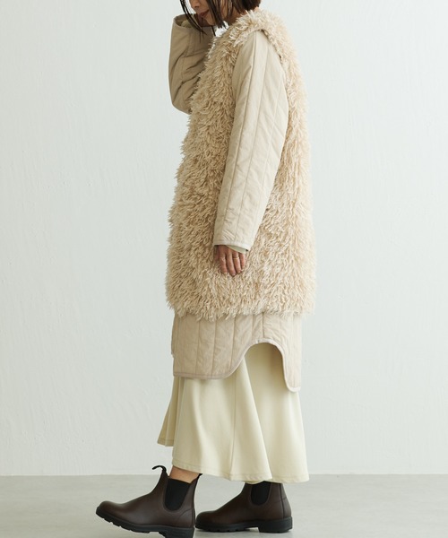 BONbazaar(ボンバザール)の「蓄熱中綿キルティングコート(その他アウター・レディース・ブラック/アイボリー/ベージュ・FREE)」の8枚目の写真