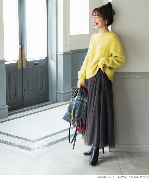 ずう　kuose クオセ チュールスカート　イエロー 美品！カラードレス イエロー デザイン感 繊細レース 編み上げ