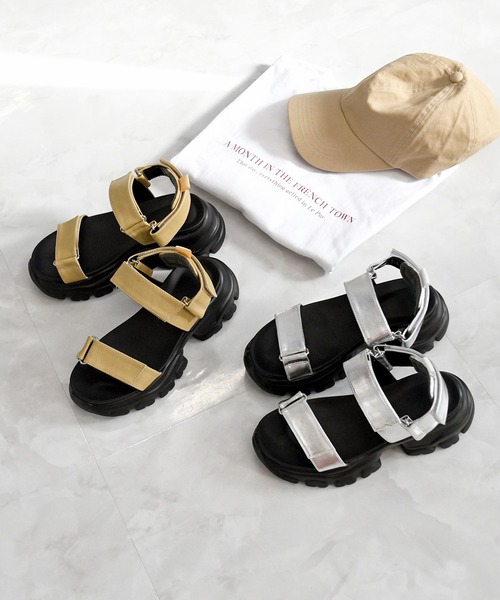 NOFALL（ノーフォール）の「厚底スニーカーソールベルクロサンダル（サンダル・レディース・ベージュ/ホワイト/ブラック/シルバー・S/L/3L/LL/M）」の12枚目の写真