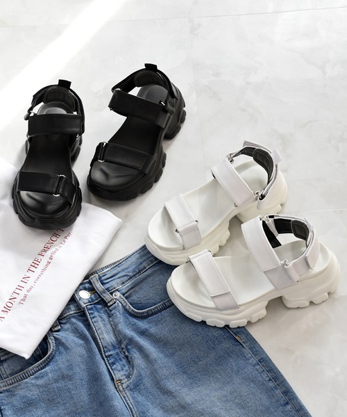 NOFALL（ノーフォール）の「厚底スニーカーソールベルクロサンダル（サンダル・レディース・ベージュ/ホワイト/ブラック/シルバー・S/L/3L/LL/M）」の14枚目の写真