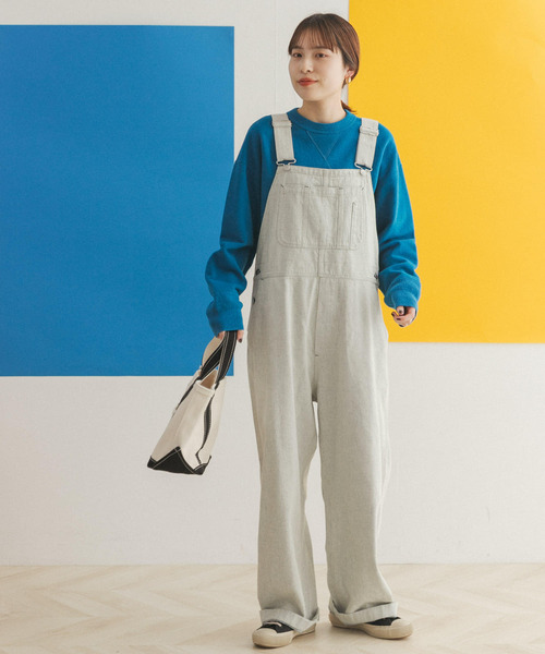 FORK&SPOON（フォークアンドスプーン）の「FORK&SPOON　アップサイクルデニムオーバーオール（サロペット/オーバーオール・レディース・ベージュ/インディゴブルー・ONE）」の3枚目の写真