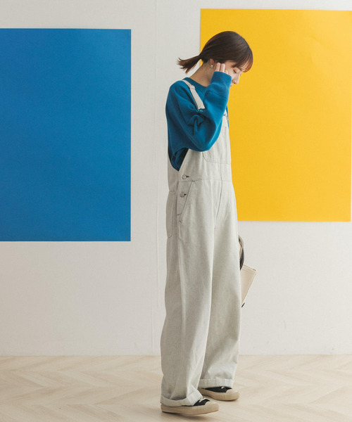 FORK&SPOON（フォークアンドスプーン）の「FORK&SPOON　アップサイクルデニムオーバーオール（サロペット/オーバーオール・レディース・ベージュ/インディゴブルー・ONE）」の4枚目の写真