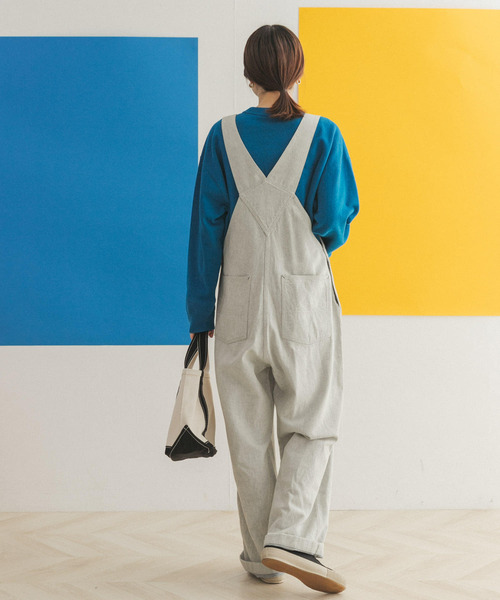 FORK&SPOON（フォークアンドスプーン）の「FORK&SPOON　アップサイクルデニムオーバーオール（サロペット/オーバーオール・レディース・ベージュ/インディゴブルー・ONE）」の5枚目の写真