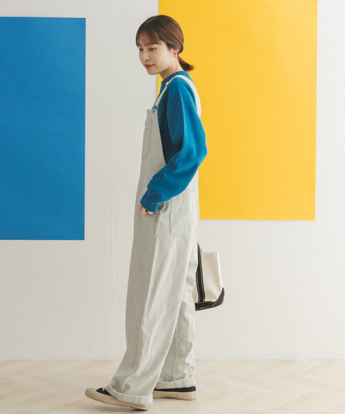 FORK&SPOON（フォークアンドスプーン）の「FORK&SPOON　アップサイクルデニムオーバーオール（サロペット/オーバーオール・レディース・ベージュ/インディゴブルー・ONE）」の7枚目の写真