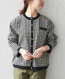 SHIPS any:〈手洗い可能〉ジャカード クルーネック カーディガン◇