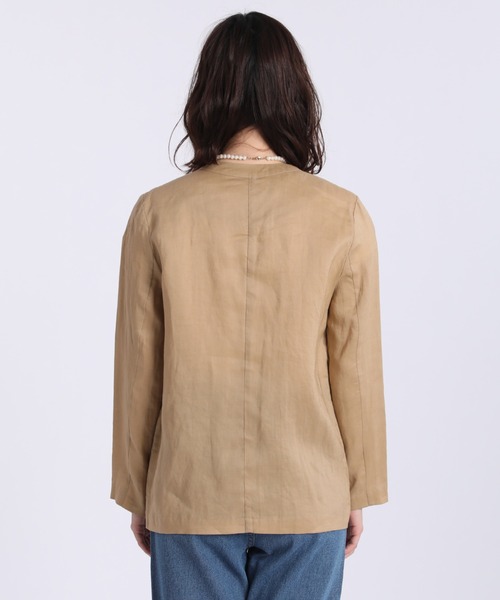 INED CLARO（イネドクラロ）の「Vネックリネンジャケット（テーラードジャケット・レディース・ブラック/キャメル・フリー）」の5枚目の写真