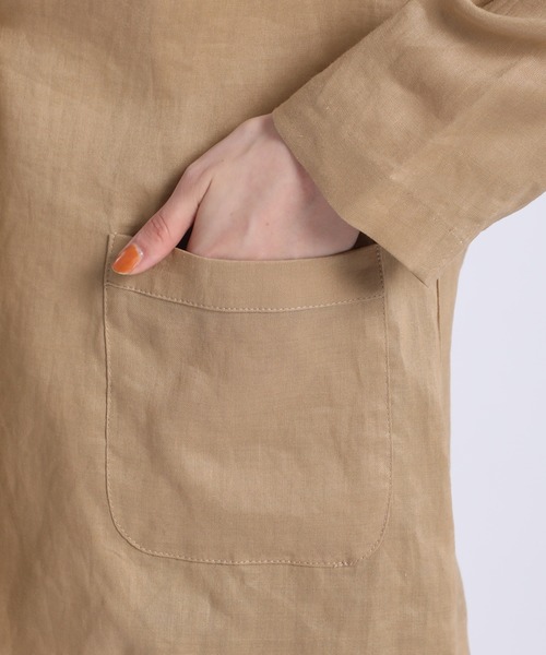 INED CLARO（イネドクラロ）の「Vネックリネンジャケット（テーラードジャケット・レディース・ブラック/キャメル・フリー）」の6枚目の写真