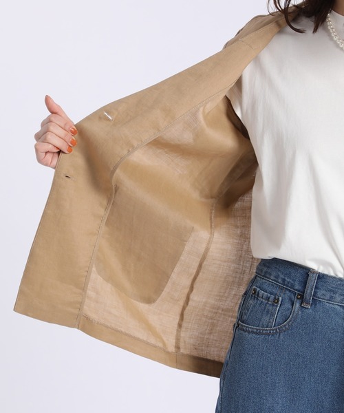 INED CLARO（イネドクラロ）の「Vネックリネンジャケット（テーラードジャケット・レディース・ブラック/キャメル・フリー）」の7枚目の写真