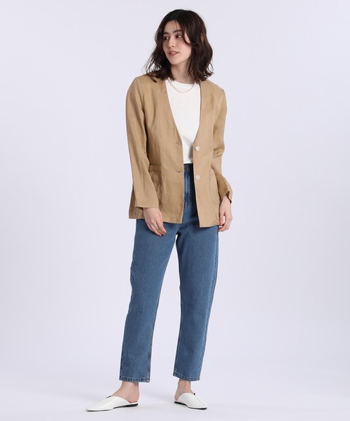 INED CLARO（イネドクラロ）の「Vネックリネンジャケット（テーラードジャケット・レディース・ブラック/キャメル・フリー）」の10枚目の写真