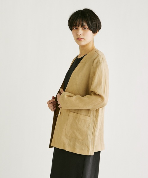 INED CLARO（イネドクラロ）の「Vネックリネンジャケット（テーラードジャケット・レディース・ブラック/キャメル・フリー）」の11枚目の写真