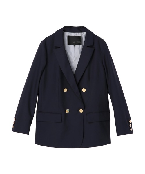 YECCA VECCA（イェッカヴェッカ）の「P.金釦テーラードジャケット　＊◆（テーラードジャケット・レディース・ネイビー/グレイッシュベージュ・FREE）」の4枚目の写真
