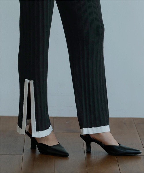 miette（ミエット）の「配色ﾗｲﾝｽﾘｯﾄﾘﾌﾞﾊﾟﾝﾂ（その他パンツ・レディース・グリーン/ブラック・FREE）」の6枚目の写真