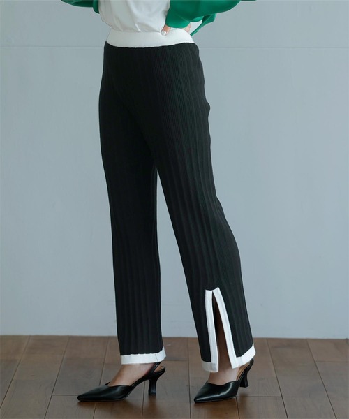 miette（ミエット）の「配色ﾗｲﾝｽﾘｯﾄﾘﾌﾞﾊﾟﾝﾂ（その他パンツ・レディース・グリーン/ブラック・FREE）」の7枚目の写真