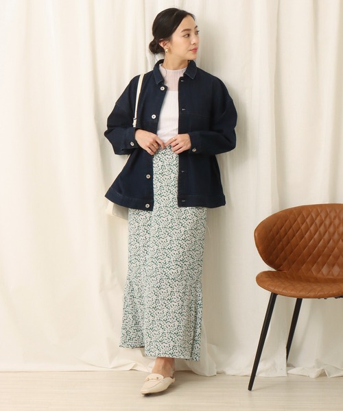 libelle more（リベル モア）の「デイジー柄マーメイドスカート（スカート・レディース・ブラック/ブラウン/グリーン・M）」の8枚目の写真