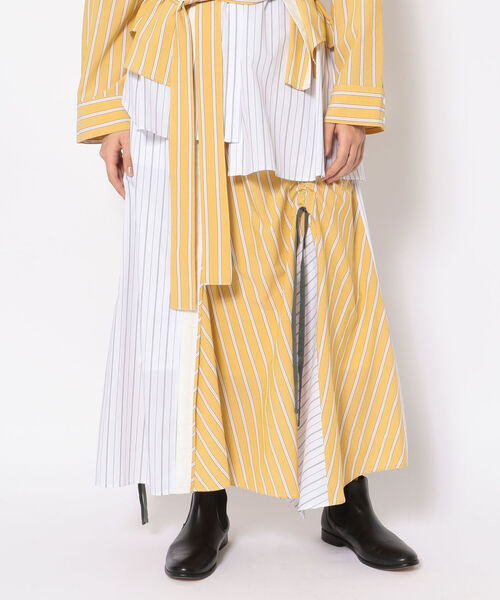 AULA AILA(アウラアイラ)の「【別注】AULA AILA/アウラアイラ/ストライプ コンビスカート(スカート・レディース・イエロー・FREE)」の1枚目の写真