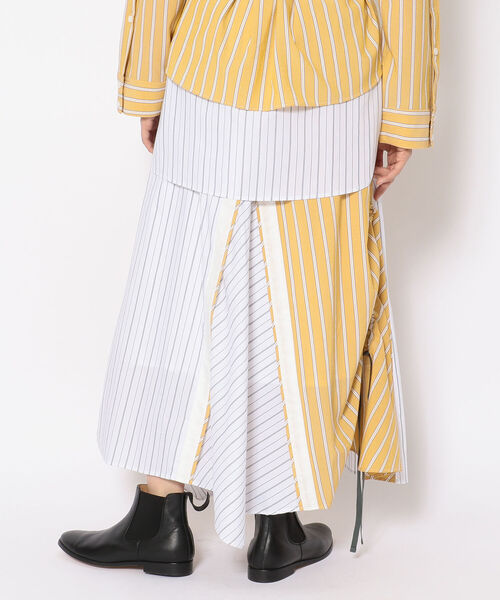 AULA AILA(アウラアイラ)の「【別注】AULA AILA/アウラアイラ/ストライプ コンビスカート(スカート・レディース・イエロー・FREE)」の3枚目の写真