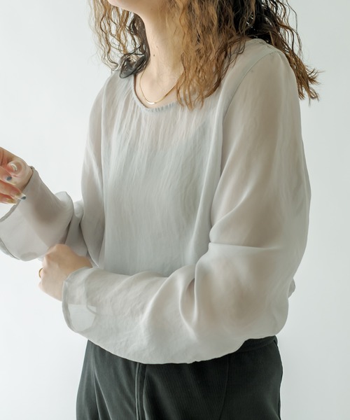 mystic（ミスティック）の「シアープルオーバー（Tシャツ/カットソー・レディース・グレー/アイボリー/オフホワイト・FREE）」の19枚目の写真