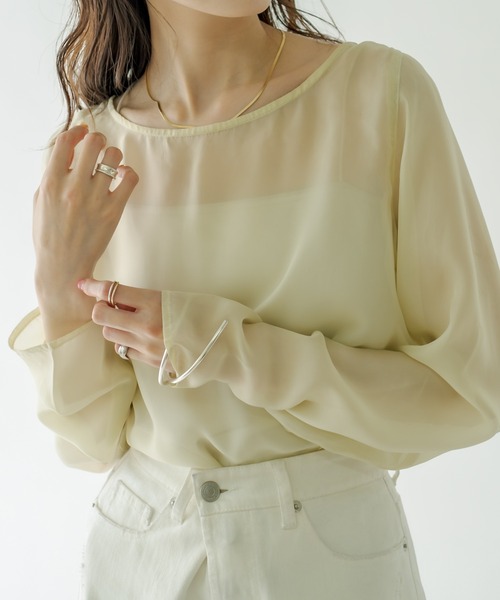 tシャツ シアープルオーバーシャツ レディース JEANASIS（ジーナシス）の「シアーガラメッシュプルオーバーLS