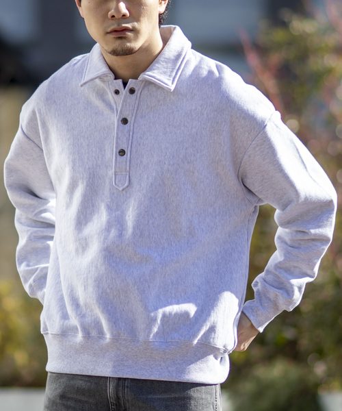 JOINT WORKS（ジョイントワークス）の「J-HALF SNAP SWEAT プルオーバー（スウェット・メンズ・ホワイト/グリーン・MEDIUM/LARGE）」の2枚目の写真