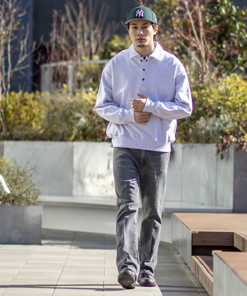 JOINT WORKS（ジョイントワークス）の「J-HALF SNAP SWEAT プルオーバー（スウェット・メンズ・ホワイト/グリーン・MEDIUM/LARGE）」の4枚目の写真