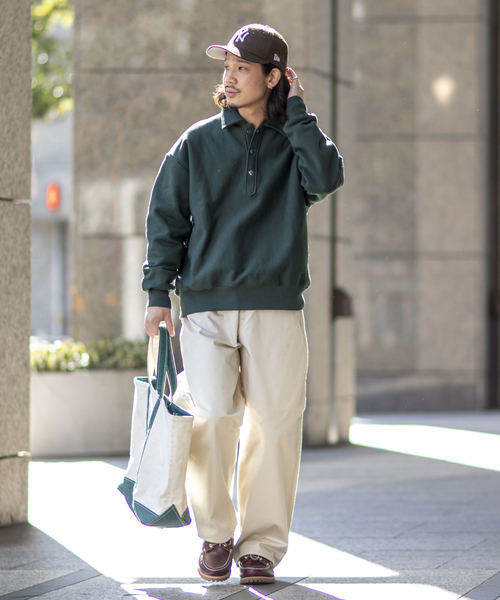 JOINT WORKS（ジョイントワークス）の「J-HALF SNAP SWEAT プルオーバー（スウェット・メンズ・ホワイト/グリーン・MEDIUM/LARGE）」の8枚目の写真