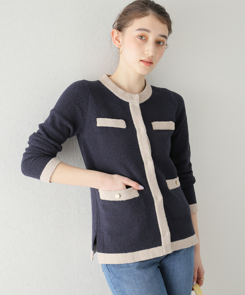 La TOTALITE(ラトータリテ)の「ブークレーカーディガン(カーディガン/ボレロ・レディース・ピンク/アイボリー/ダークブルー・FREE)」の1枚目の写真