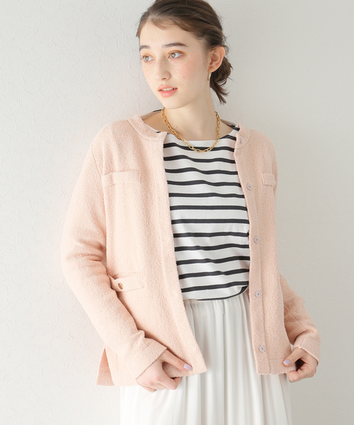 La TOTALITE(ラトータリテ)の「ブークレーカーディガン(カーディガン/ボレロ・レディース・ピンク/アイボリー/ダークブルー・FREE)」の3枚目の写真