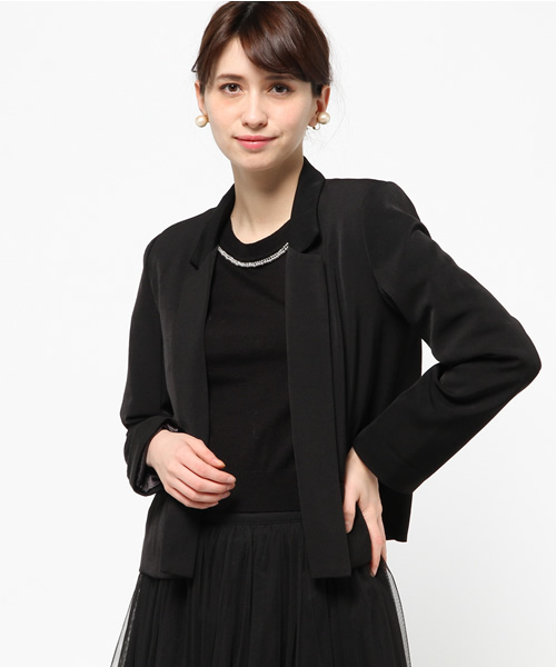 ROSE BUD(ローズバッド)の「LJ-15105 TAILORED SHORT JACKET(テーラードジャケット・レディース・ブラック/ベージュ系その他・ONE SIZE)」の1枚目の写真
