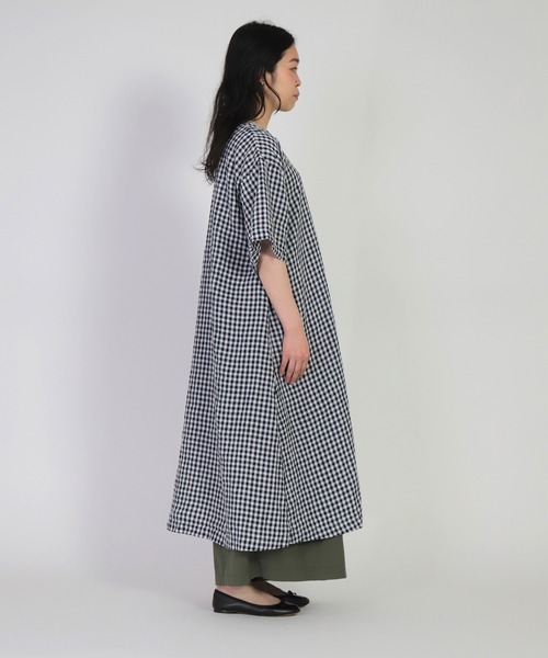 prit（プリット）の「[ prit ] ギンガムチェック 5分ビッグスリーブOP（ワンピース・レディース・ホワイト系その他/グレー系その他・FREE）」の5枚目の写真