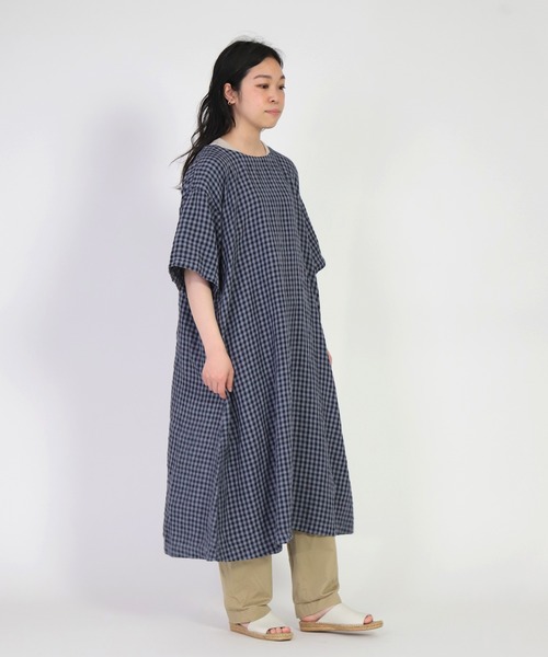 prit（プリット）の「[ prit ] ギンガムチェック 5分ビッグスリーブOP（ワンピース・レディース・ホワイト系その他/グレー系その他・FREE）」の4枚目の写真