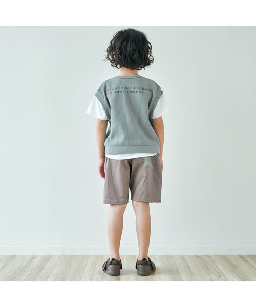 apres les cours(アプレレクール)の「ベストレイヤード風Tシャツ(Tシャツ/カットソー・キッズ・グリーン/ベージュ・80/120/90/140/130/100/110)」の4枚目の写真