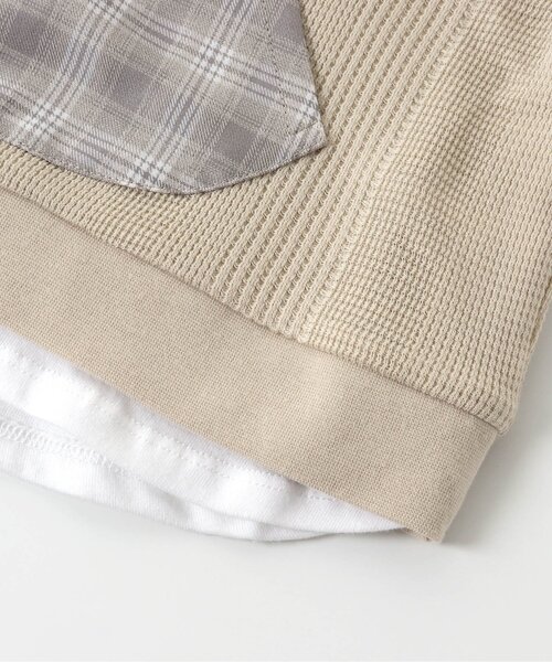 apres les cours(アプレレクール)の「ベストレイヤード風Tシャツ(Tシャツ/カットソー・キッズ・グリーン/ベージュ・80/120/90/140/130/100/110)」の14枚目の写真