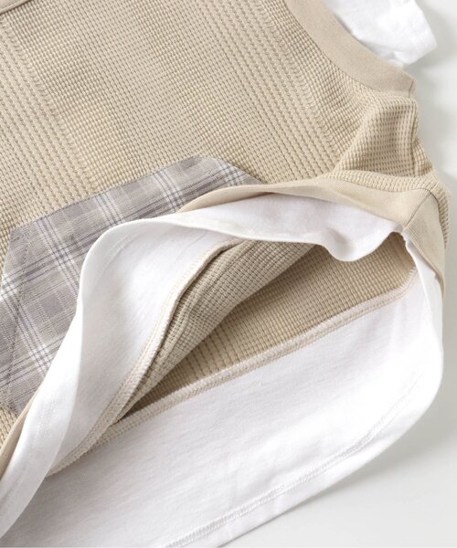 apres les cours(アプレレクール)の「ベストレイヤード風Tシャツ(Tシャツ/カットソー・キッズ・グリーン/ベージュ・80/120/90/140/130/100/110)」の15枚目の写真